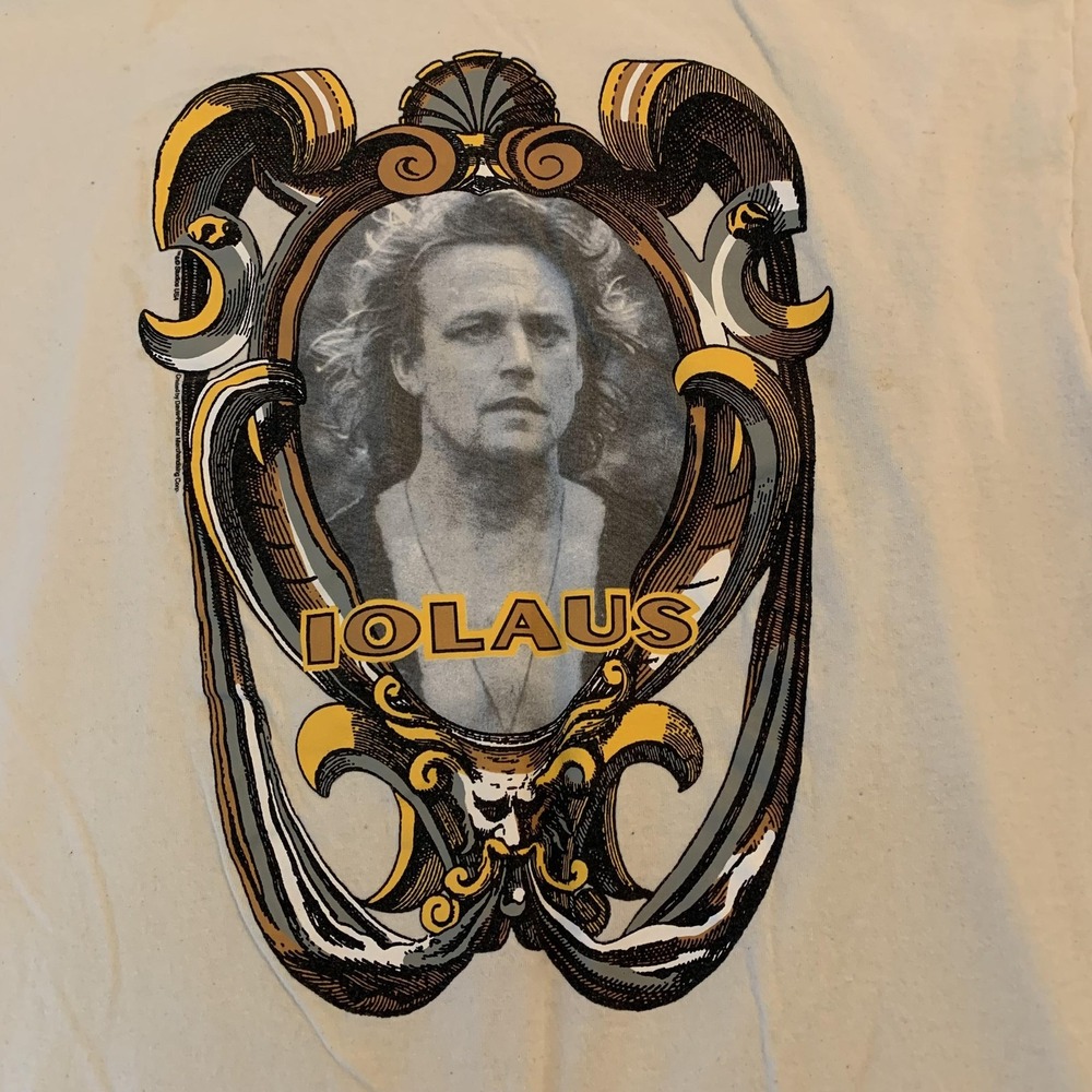 VINTAGE Hercules Iolaus Shirt Mens Large White TV Show‎ Fantasy Graphic Tee 90s